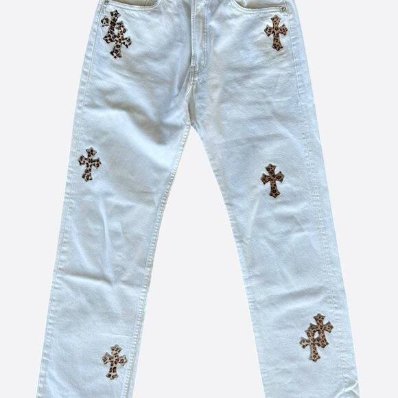 Chrome Hearts Other - Chrome Hearts Levis White & Cheetah Cross Patch Jeans